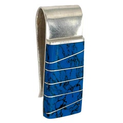 Mid-century South Western 925 Silver Silver & Turquoise Moneyclip