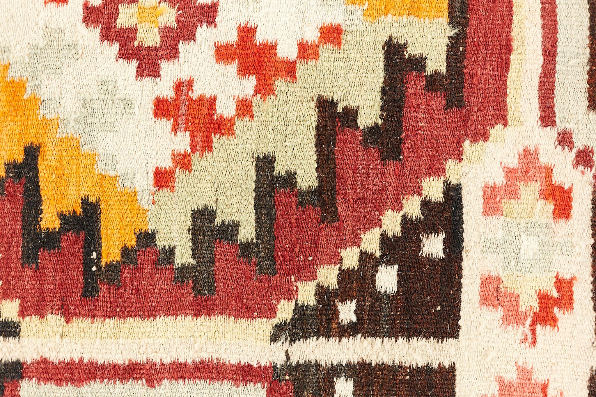 Mid Century Southwest Inspired Flat Weave Wool Rug For Sale 3