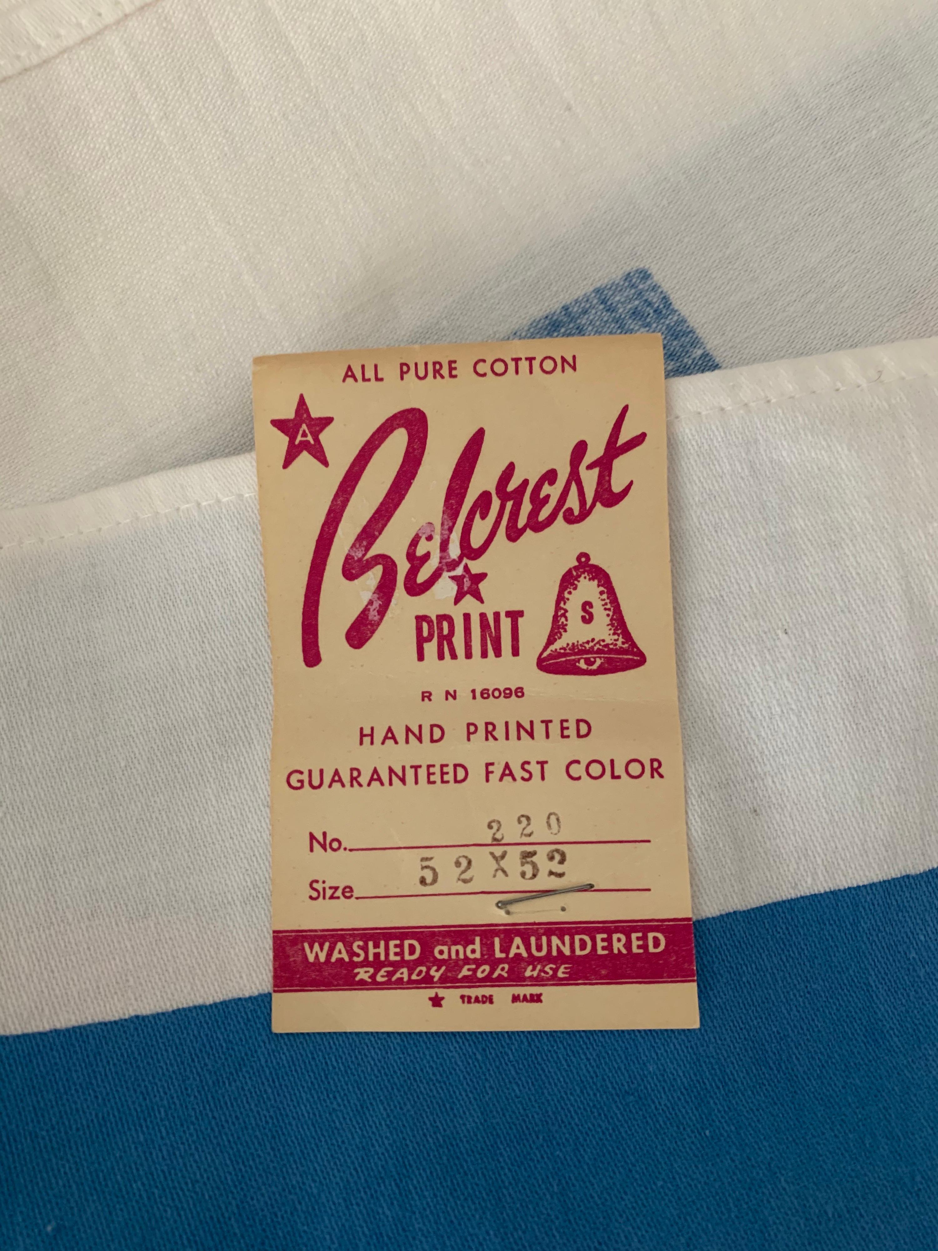 Cotton Midcentury Souvenir New York City Square Table Cloth For Sale