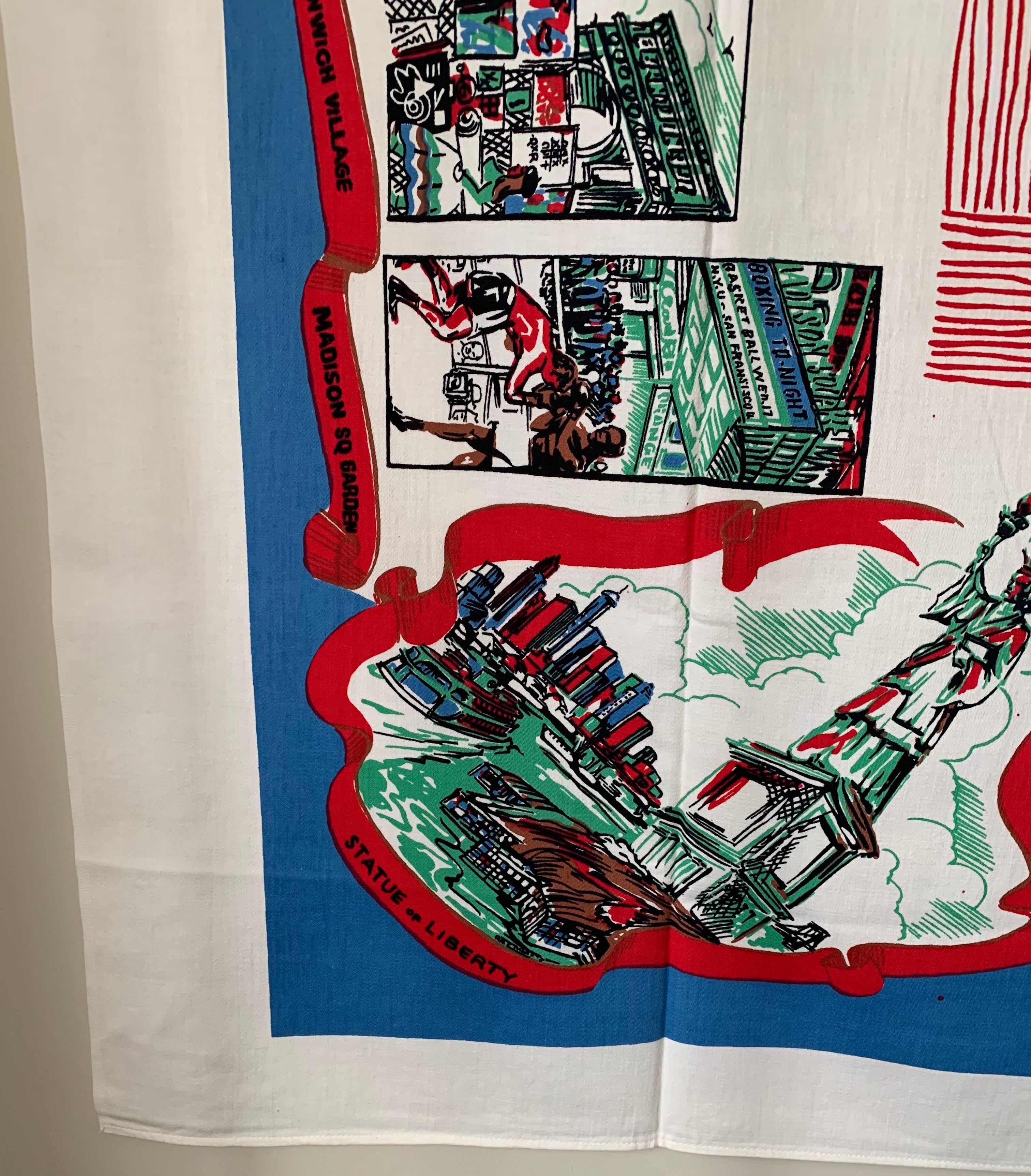 Mid-Century Modern Nappe carrée Souvenir de la ville de New York du milieu du siècle dernier