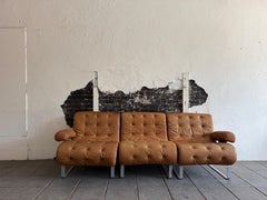 Mid Century Space Age 3 Section Tan Leather Modular sofa by Luigi Colani for COR