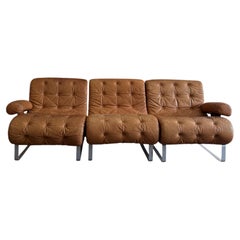 Mid Century Space Age 3 Section Tan Leather Modular sofa by Luigi Colani for COR