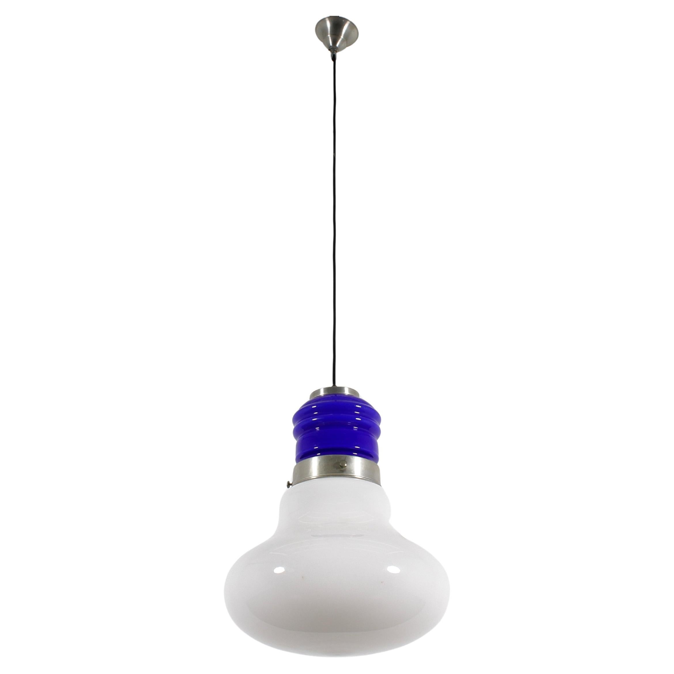 Lampada a sospensione in alluminio e vetro di metà secolo A Space AGE Ingo Maurer stile anni '70 Italia in vendita