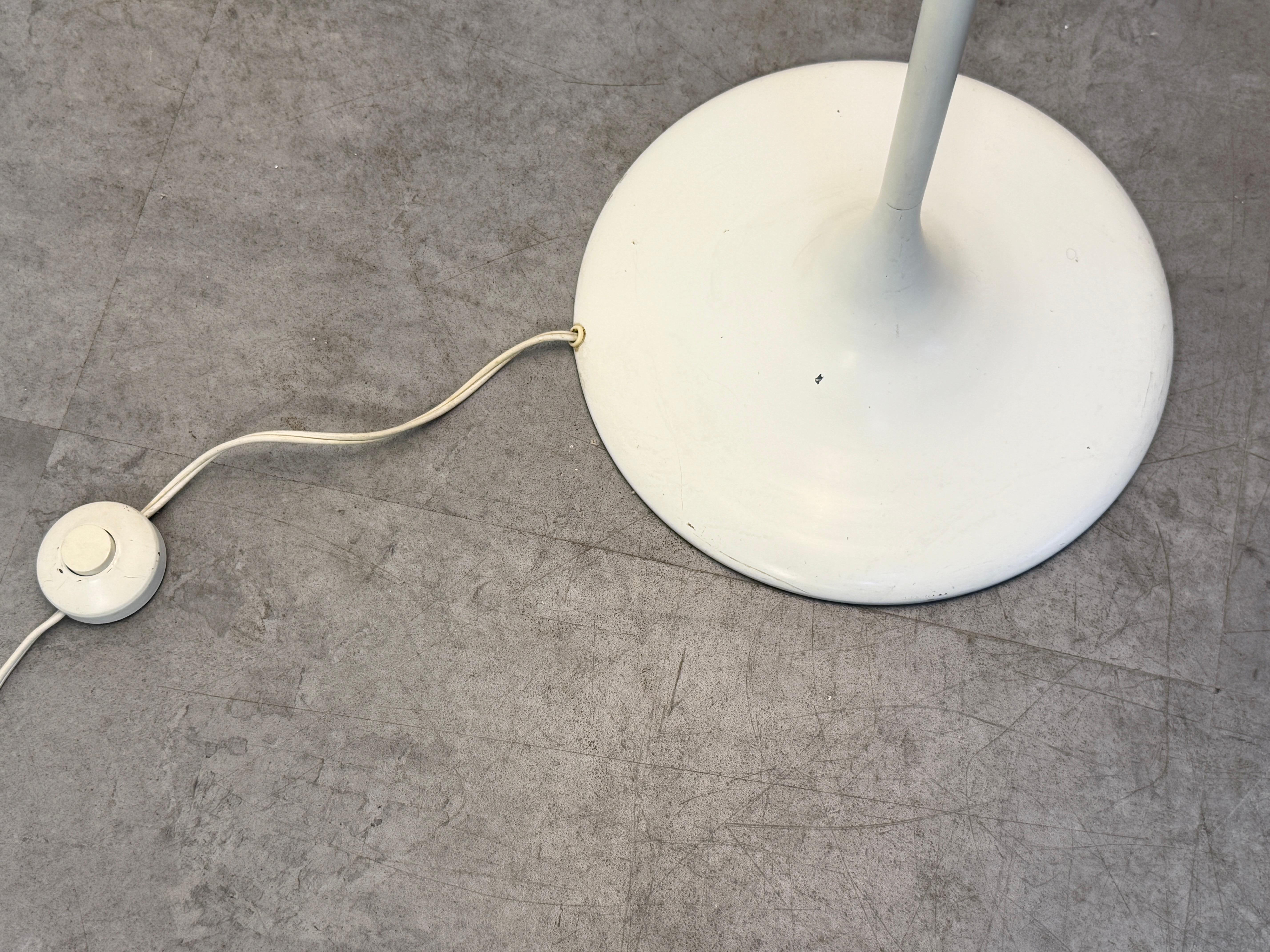 Mid Century Space Age Atomic White Glass Globe Tulip Floor Lamp by E.R. Nele 5