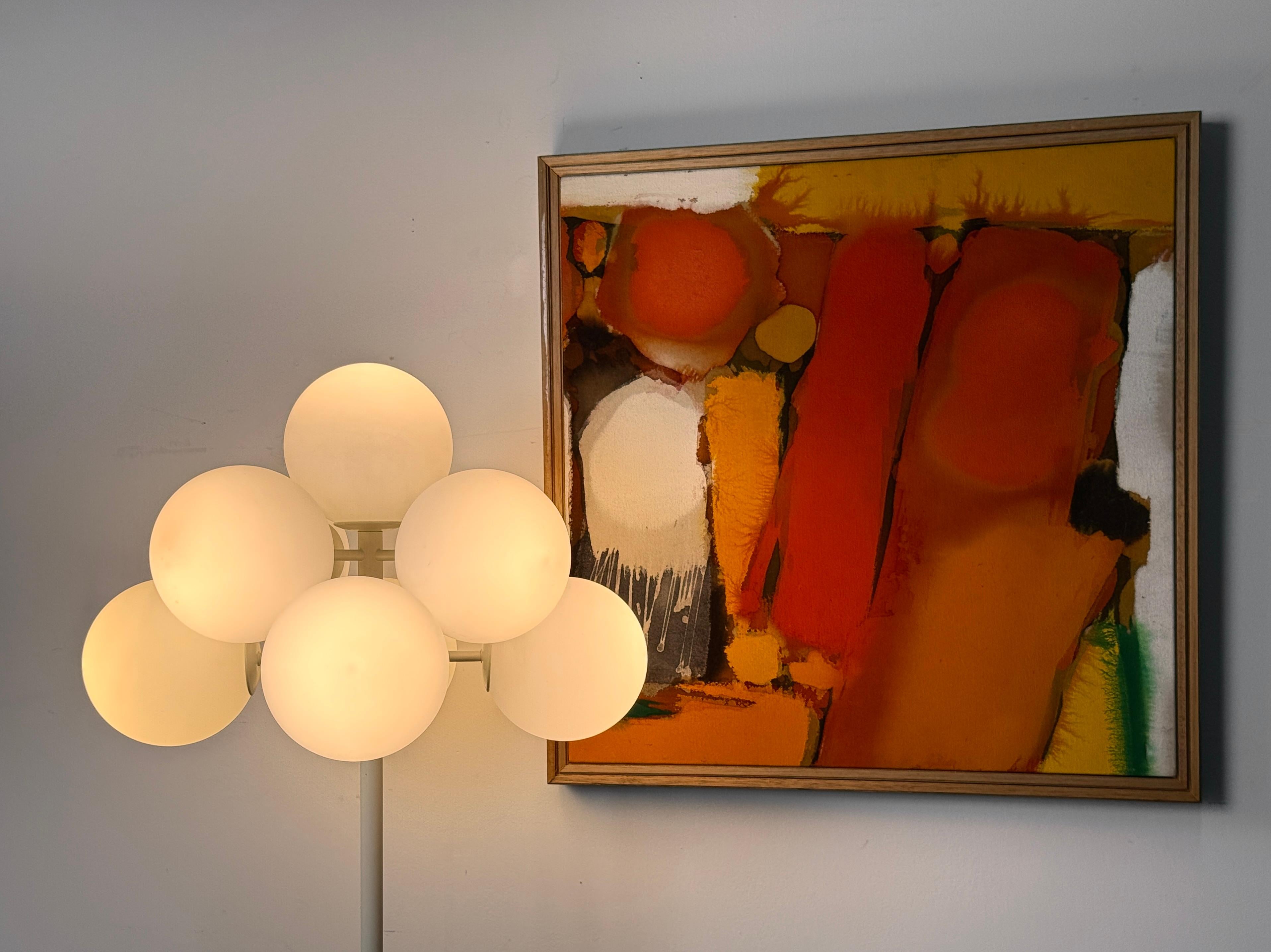 Mid Century Space Age Atomic White Glass Globe Tulip Floor Lamp by E.R. Nele 2