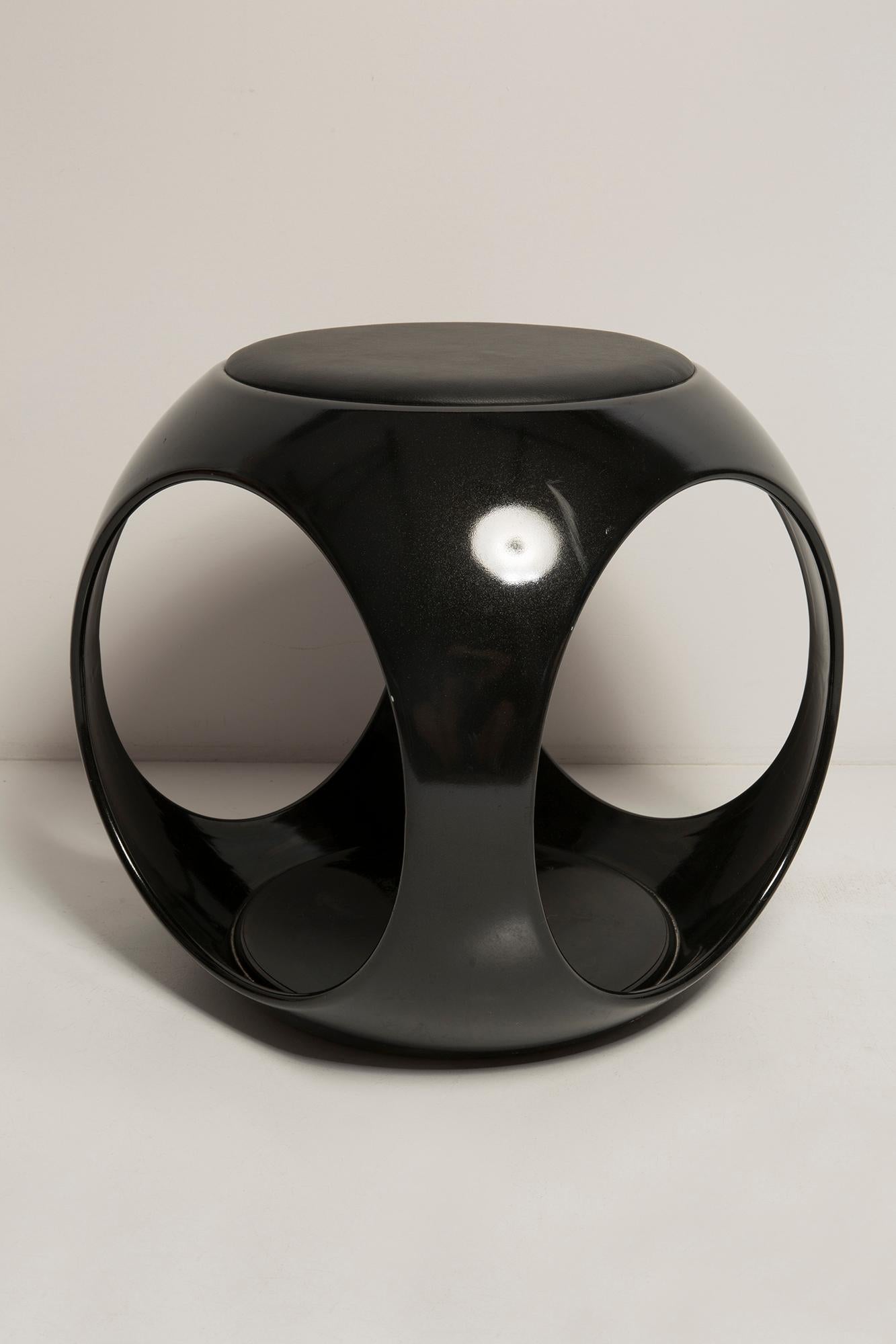 Mid Century Space Age Black Stool, Coffee Table, Germany, 1960s In Good Condition In 05-080 Hornowek, PL