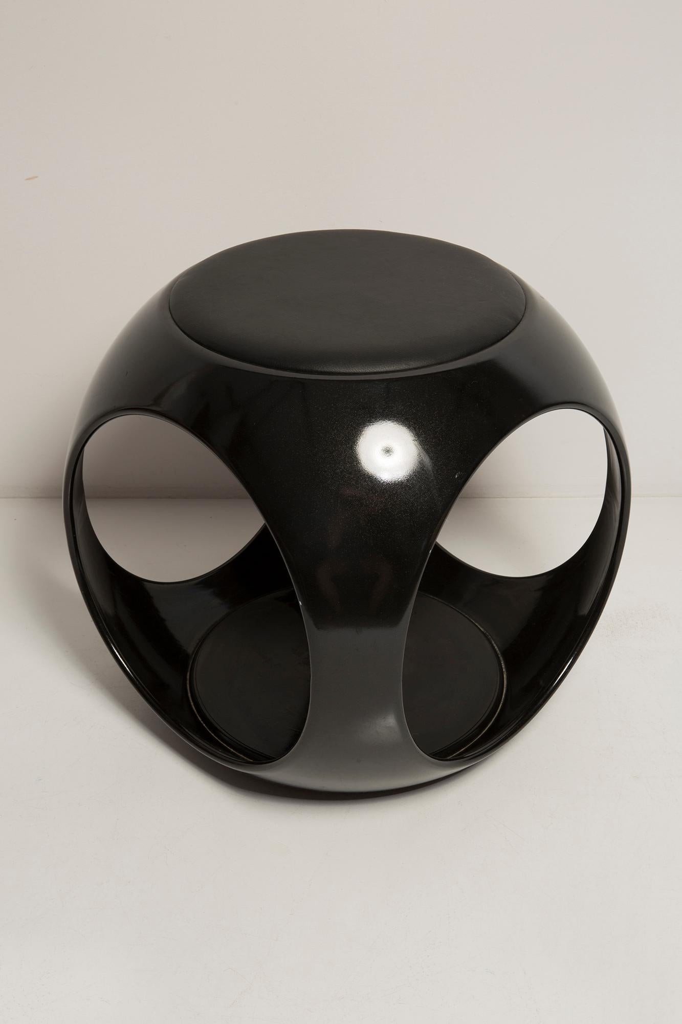 20th Century Mid Century Space Age Black Stool, Coffee Table, Germany, 1960s