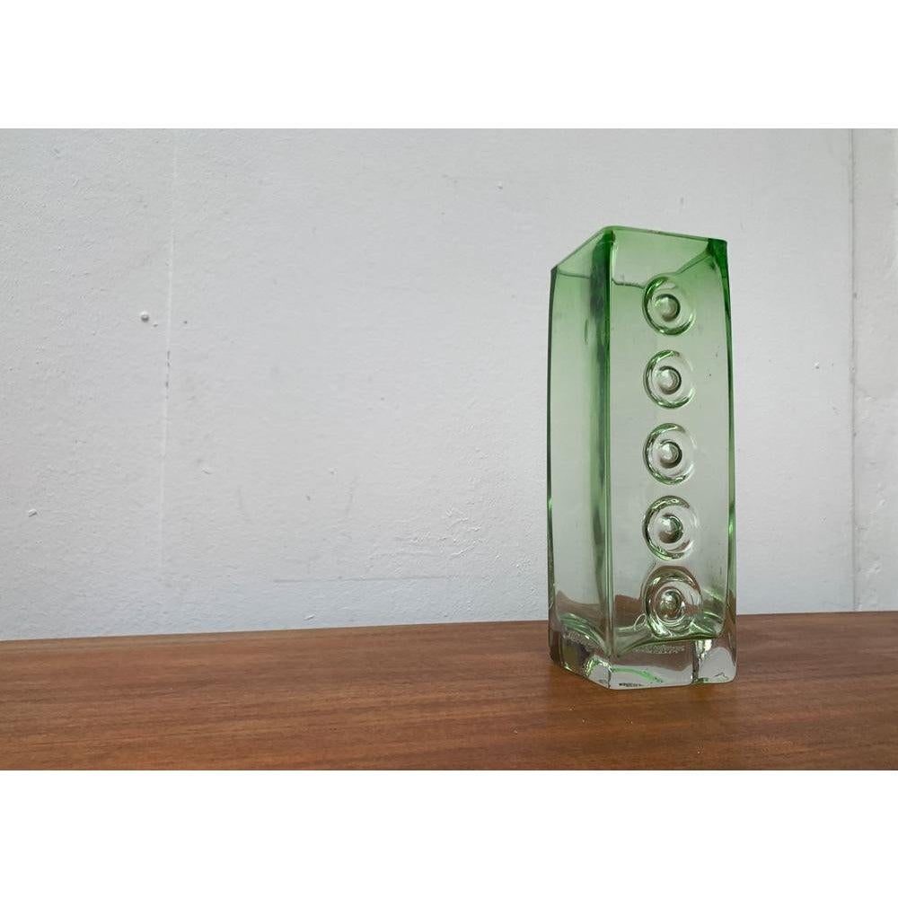 Mid-Century Space Age Brutalist Glass Block Vase, 1960s For Sale 5