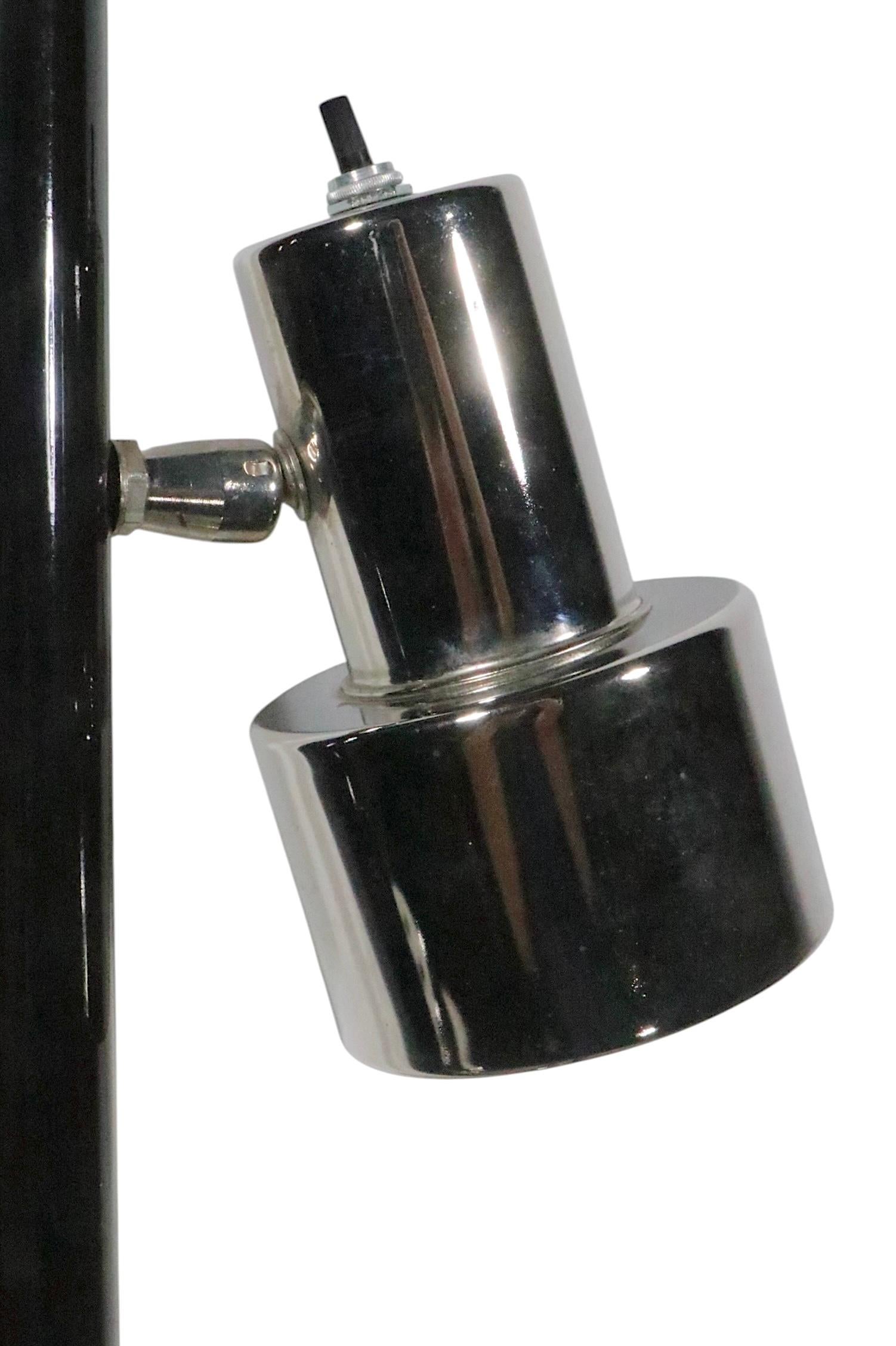 Mid Century Space Age Chrome and Black Tension Pole Floor Lamp c. 1950/70's For Sale 3
