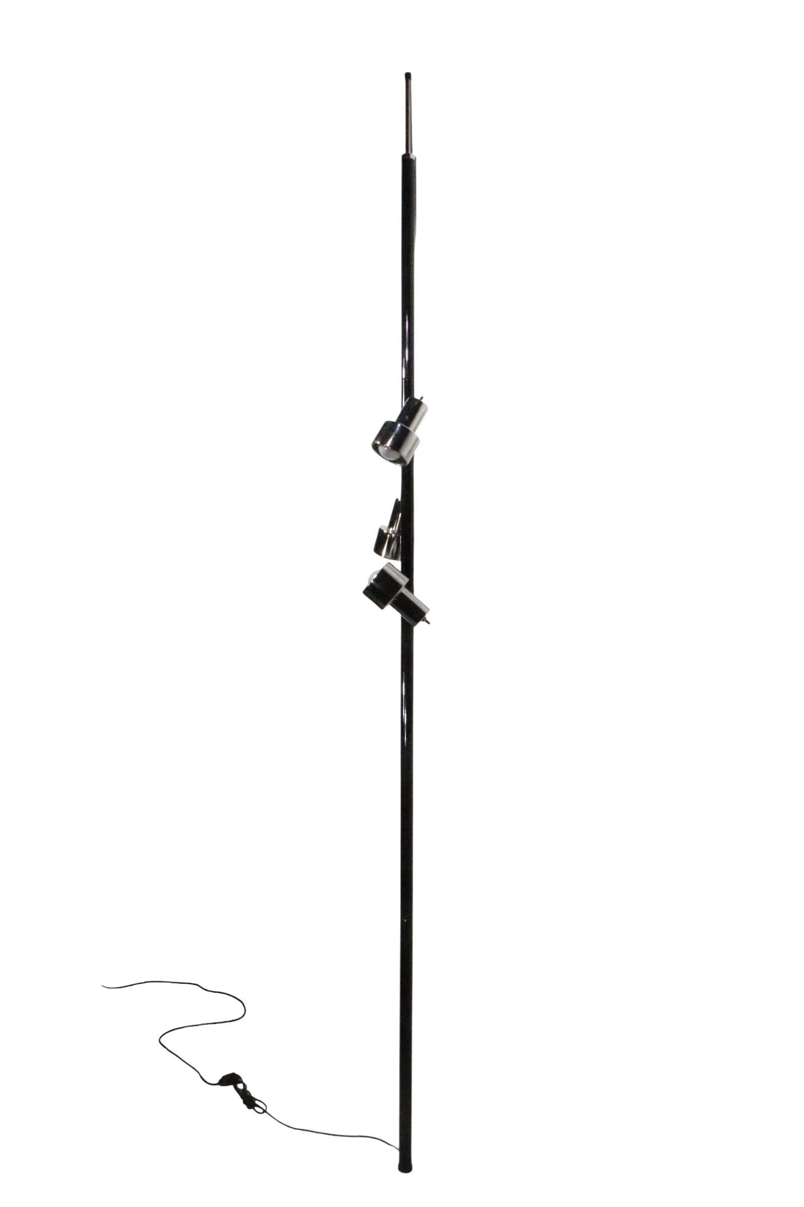 Mid Century Space Age Chrome and Black Tension Pole Floor Lamp c. 1950/70's For Sale 4