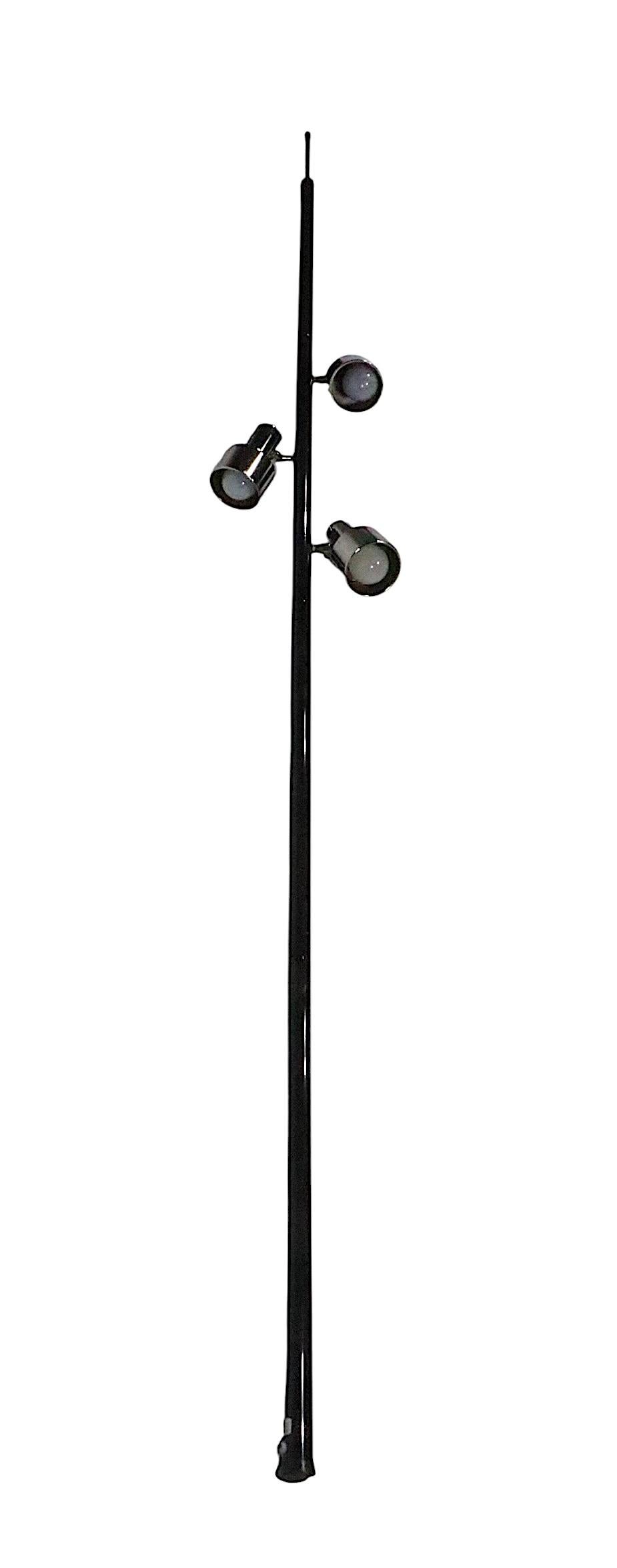 Mid Century Space Age Chrome and Black Tension Pole Floor Lamp c. 1950/70's For Sale 5
