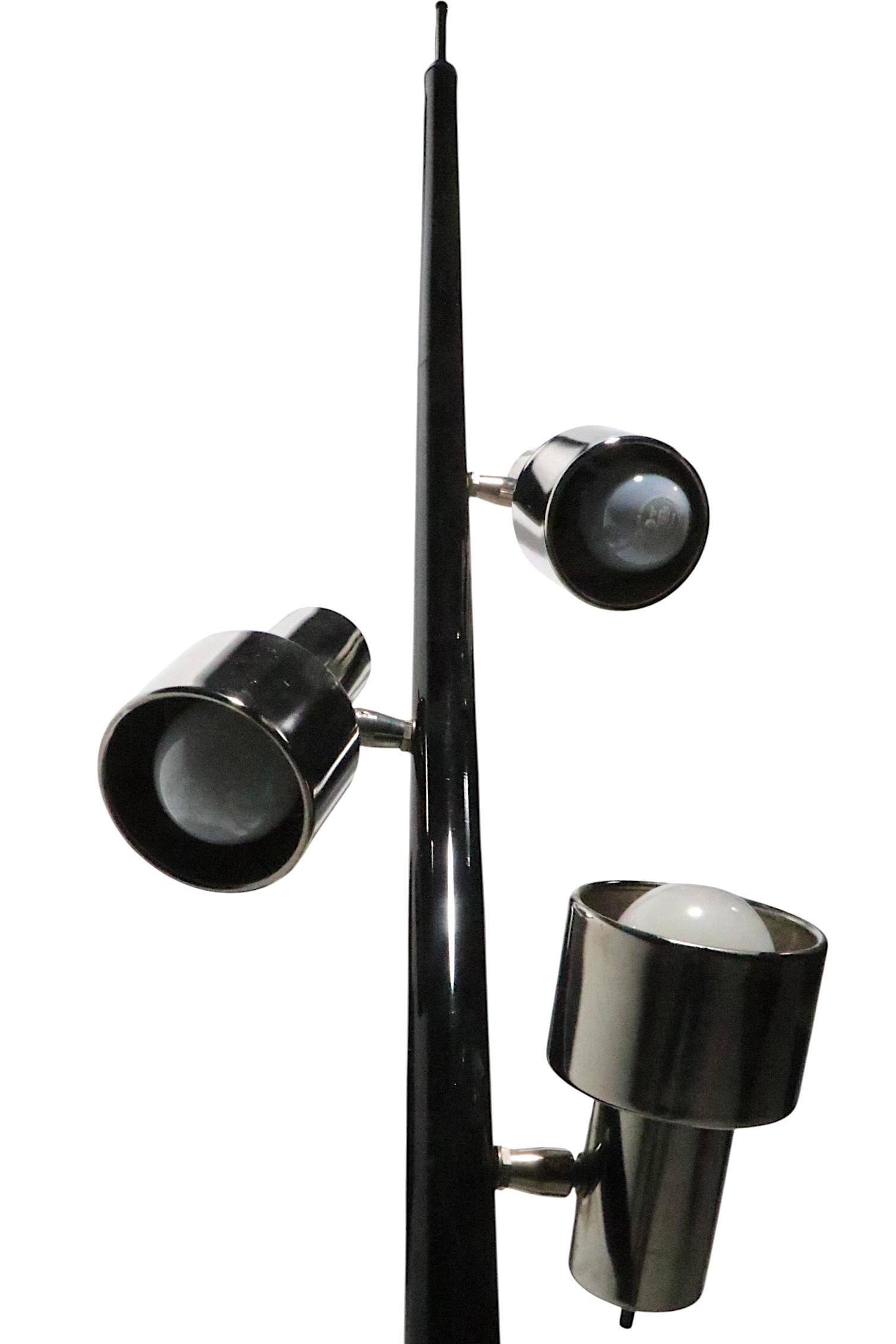 Mid Century Space Age Chrome and Black Tension Pole Floor Lamp c. 1950/70's For Sale 7