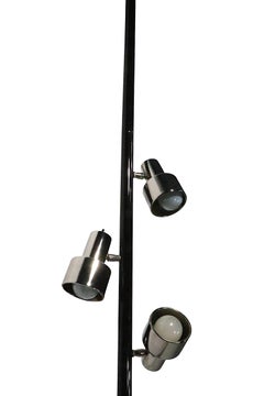 Mid Century Space Age Chrome and Black Tension Pole Floor Lamp c. 1950/70's