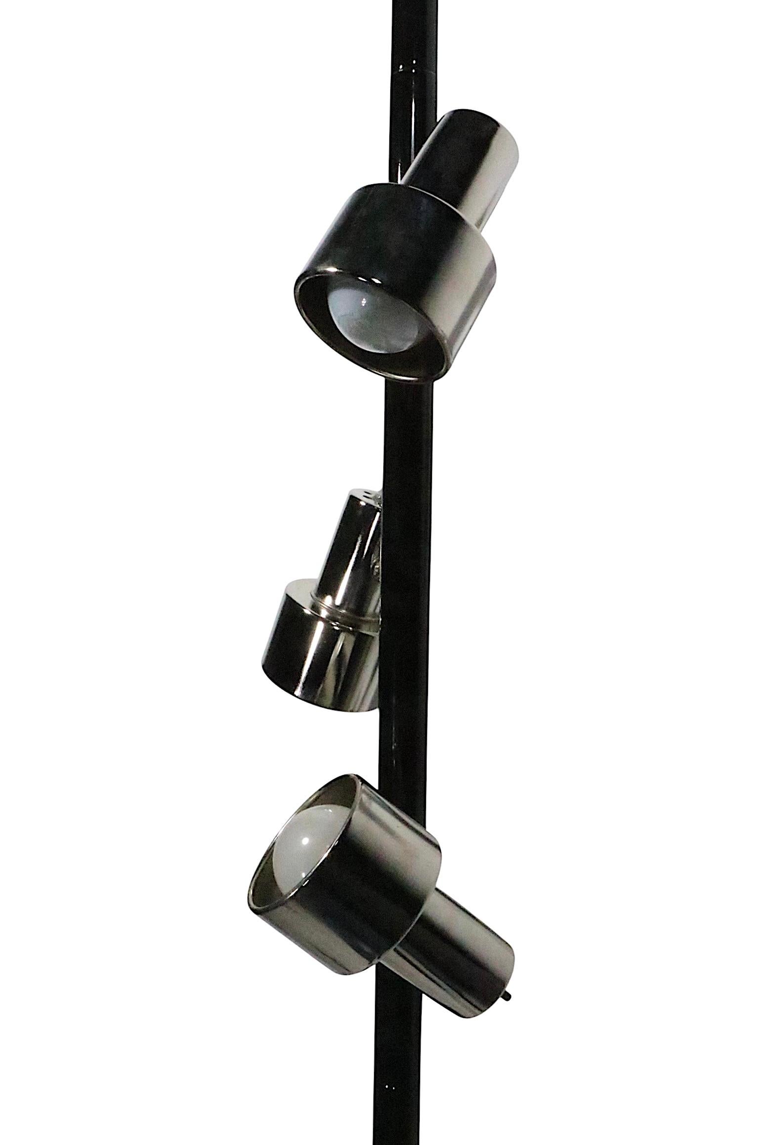 Mid-Century Modern Mid Century Space Age Chrome and Black Tension Pole Floor Lamp c. 1950/70's For Sale