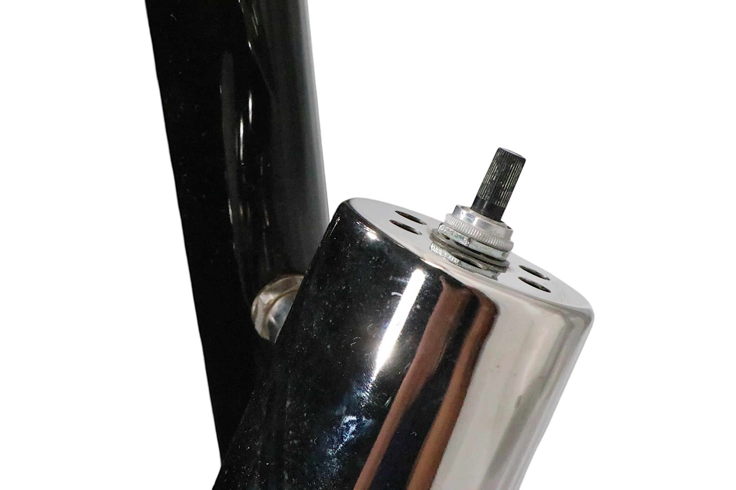 20th Century Mid Century Space Age Chrome and Black Tension Pole Floor Lamp c. 1950/70's For Sale
