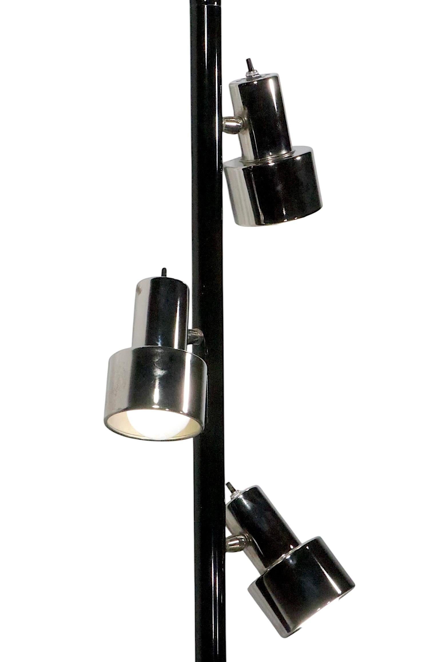 Mid Century Space Age Chrome and Black Tension Pole Floor Lamp c. 1950/70's For Sale 2