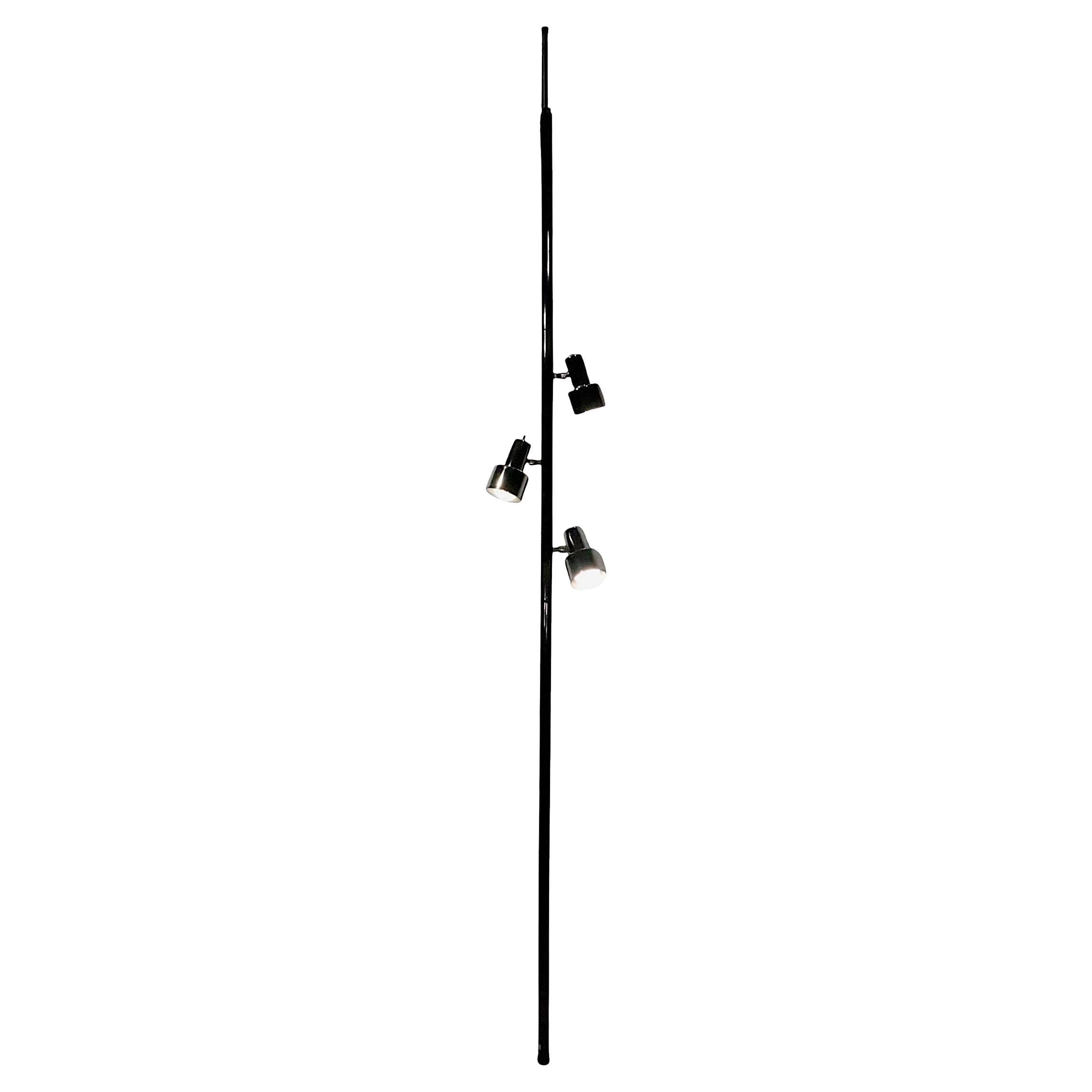 Mid Century Space Age Chrome and Black Tension Pole Floor Lamp c. 1950/70's