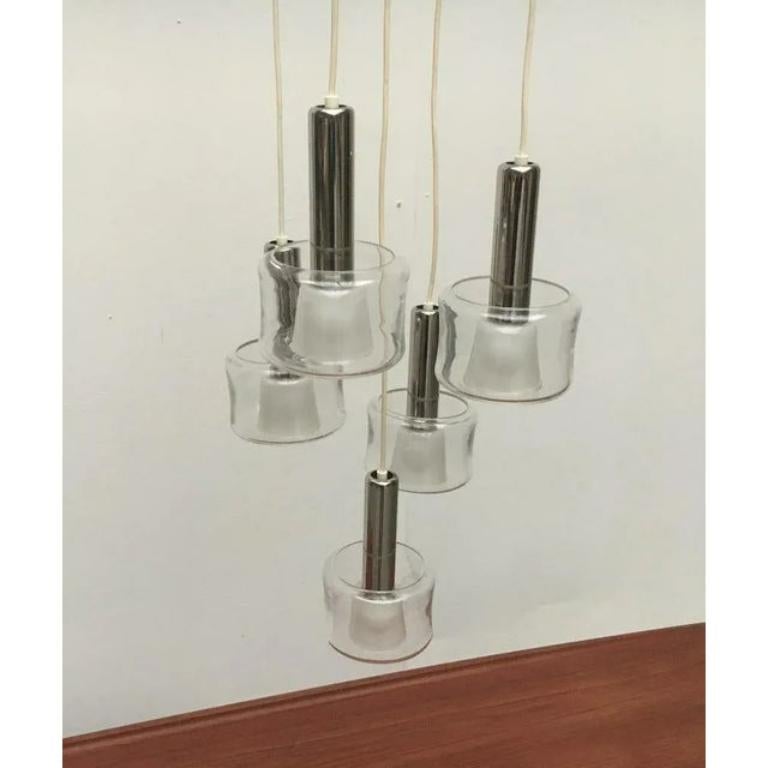 Lampada a sospensione a cascata in vetro e cromo di Space AGE del 1960 in vendita 5