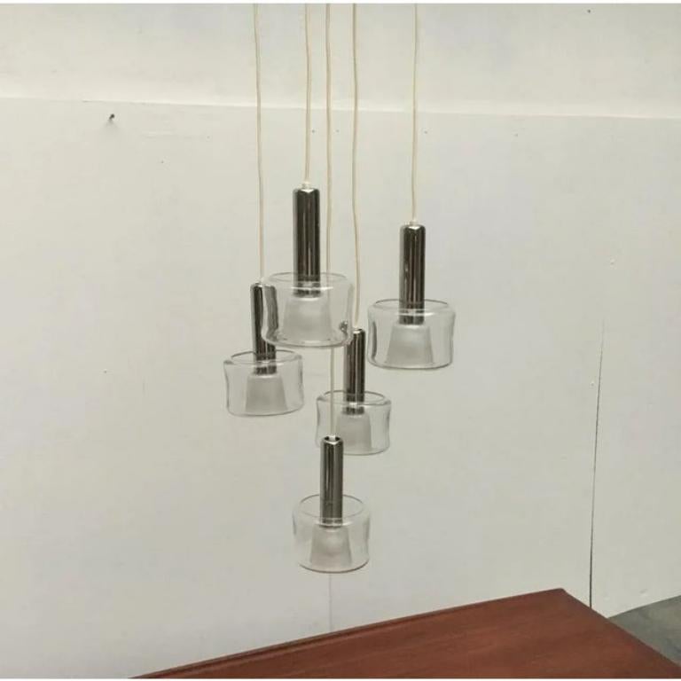 Lampada a sospensione a cascata in vetro e cromo di Space AGE del 1960 in vendita 6
