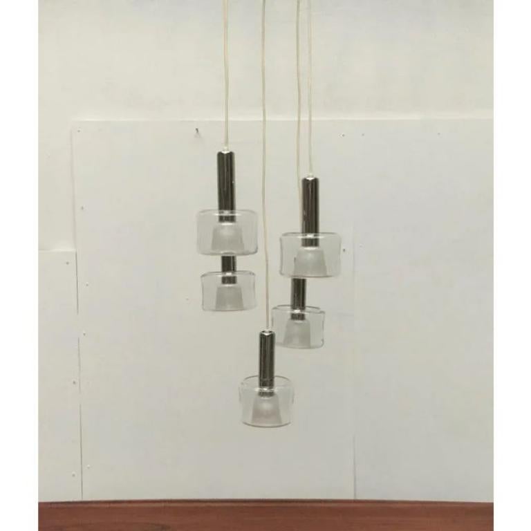XX secolo Lampada a sospensione a cascata in vetro e cromo di Space AGE del 1960 in vendita