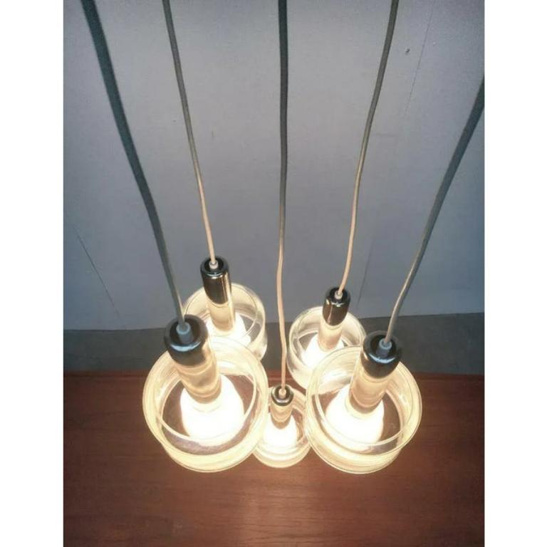 Metallo Lampada a sospensione a cascata in vetro e cromo di Space AGE del 1960 in vendita