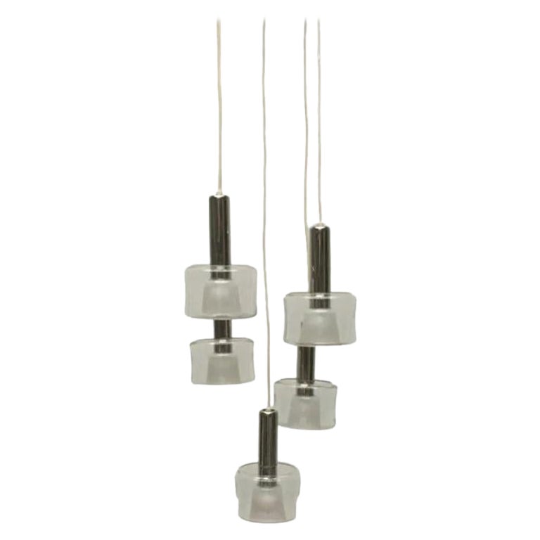 Cascade-Hängeleuchte aus Chrom und Glas aus der Mitte des Space-Zeitalters, 1960er Jahre
