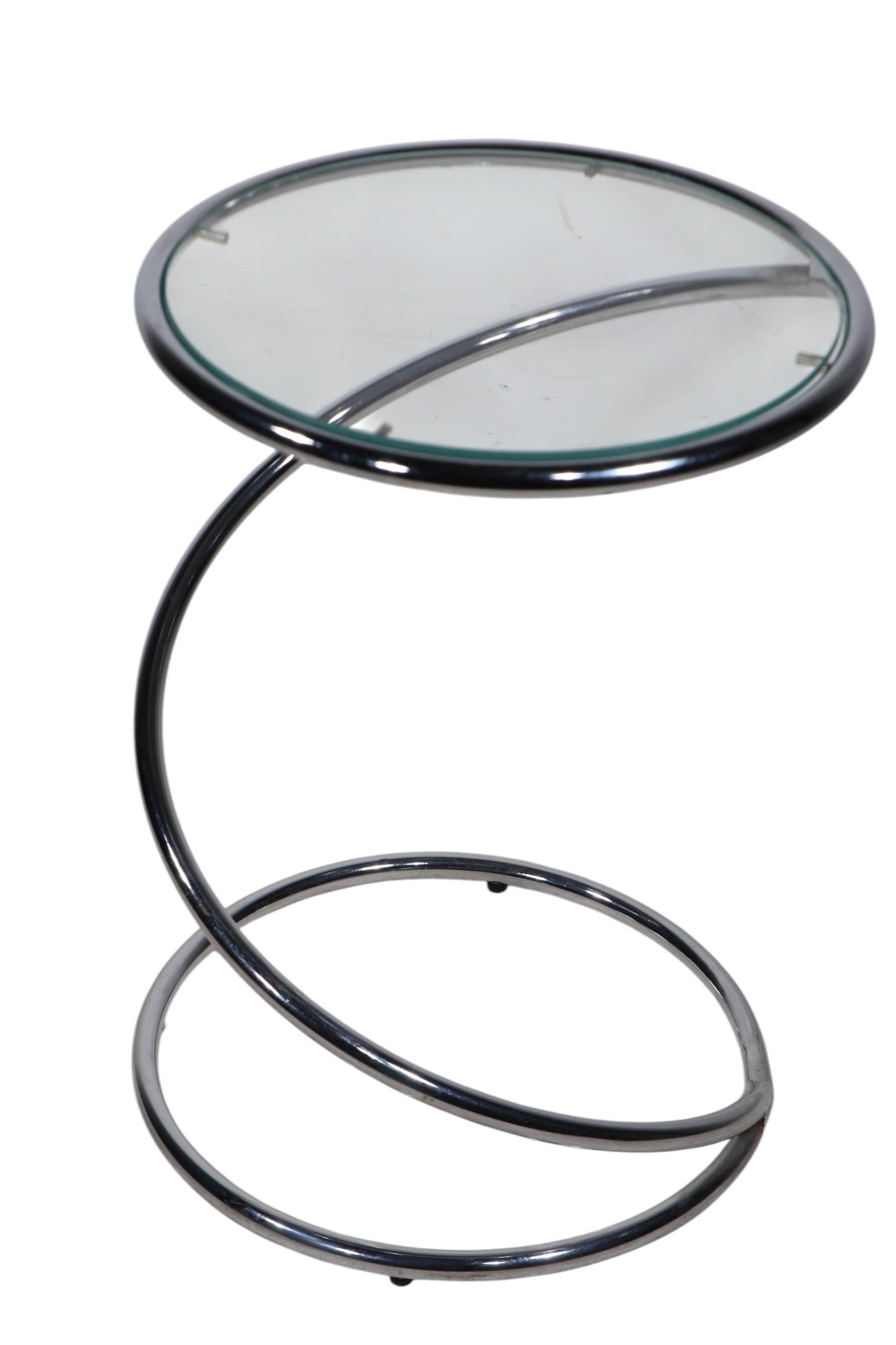 Mid-Century Modern Mid Century Space Age Chrome and Glass Coil Spring Table by Pace c 1970's