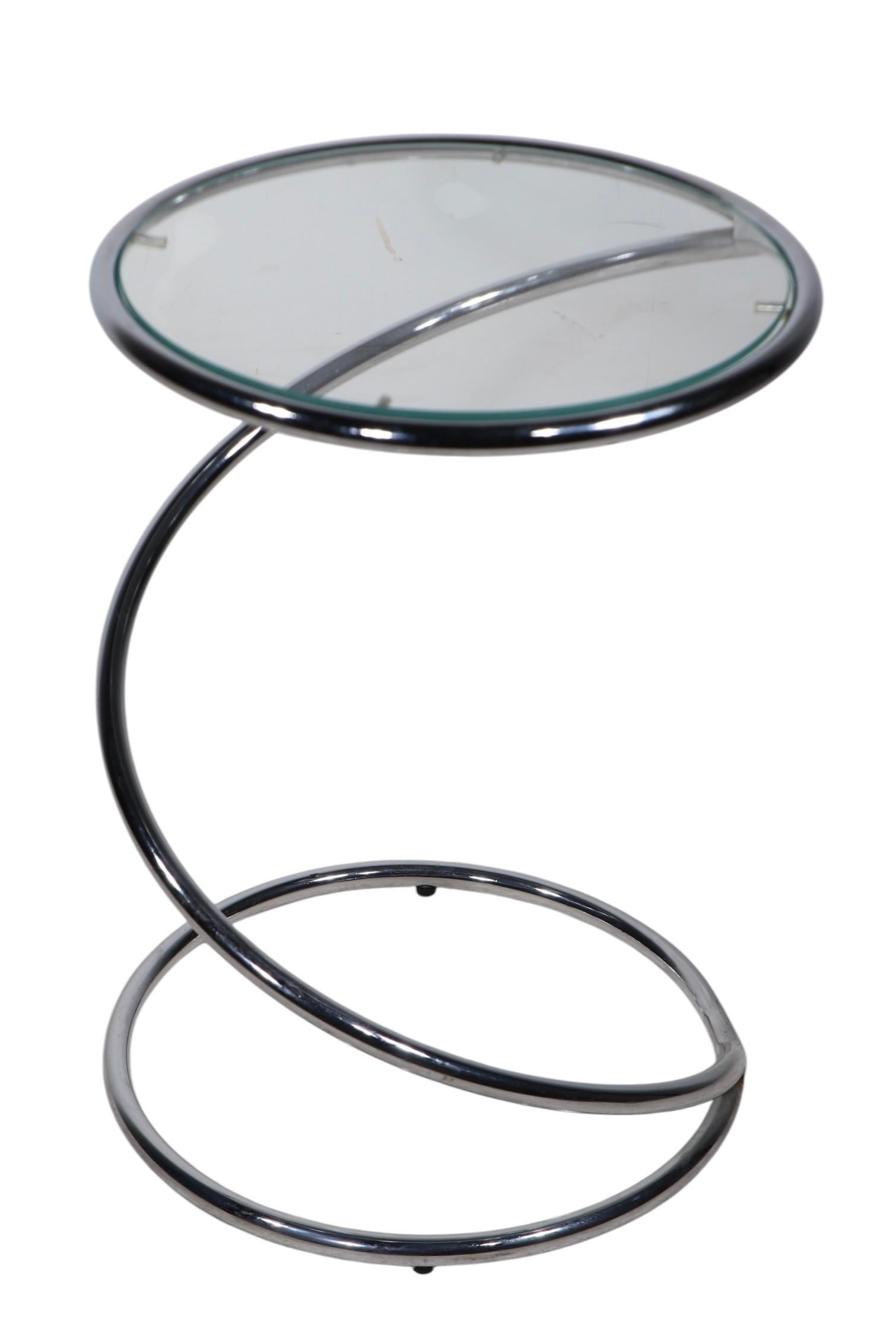 American Mid Century Space Age Chrome and Glass Coil Spring Table by Pace c 1970's