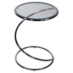 Mesa de muelles helicoidales de cromo y cristal de la Era Espacial de mediados de siglo de Pace c 1970's