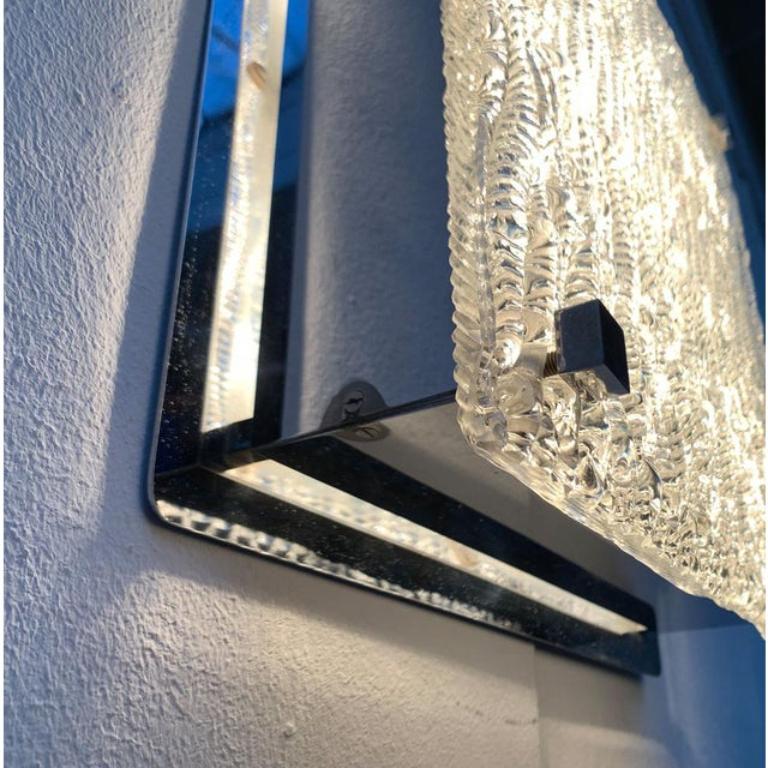Lampada da parete Space and Chrome e vetro ghiaccio di metà secolo, anni '60 in vendita 4