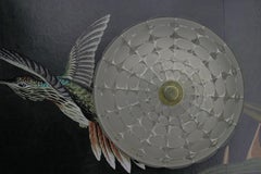 Lampada da incasso o da parete rotonda in vetro trasparente e smerigliato del Mid-Century A Space Age