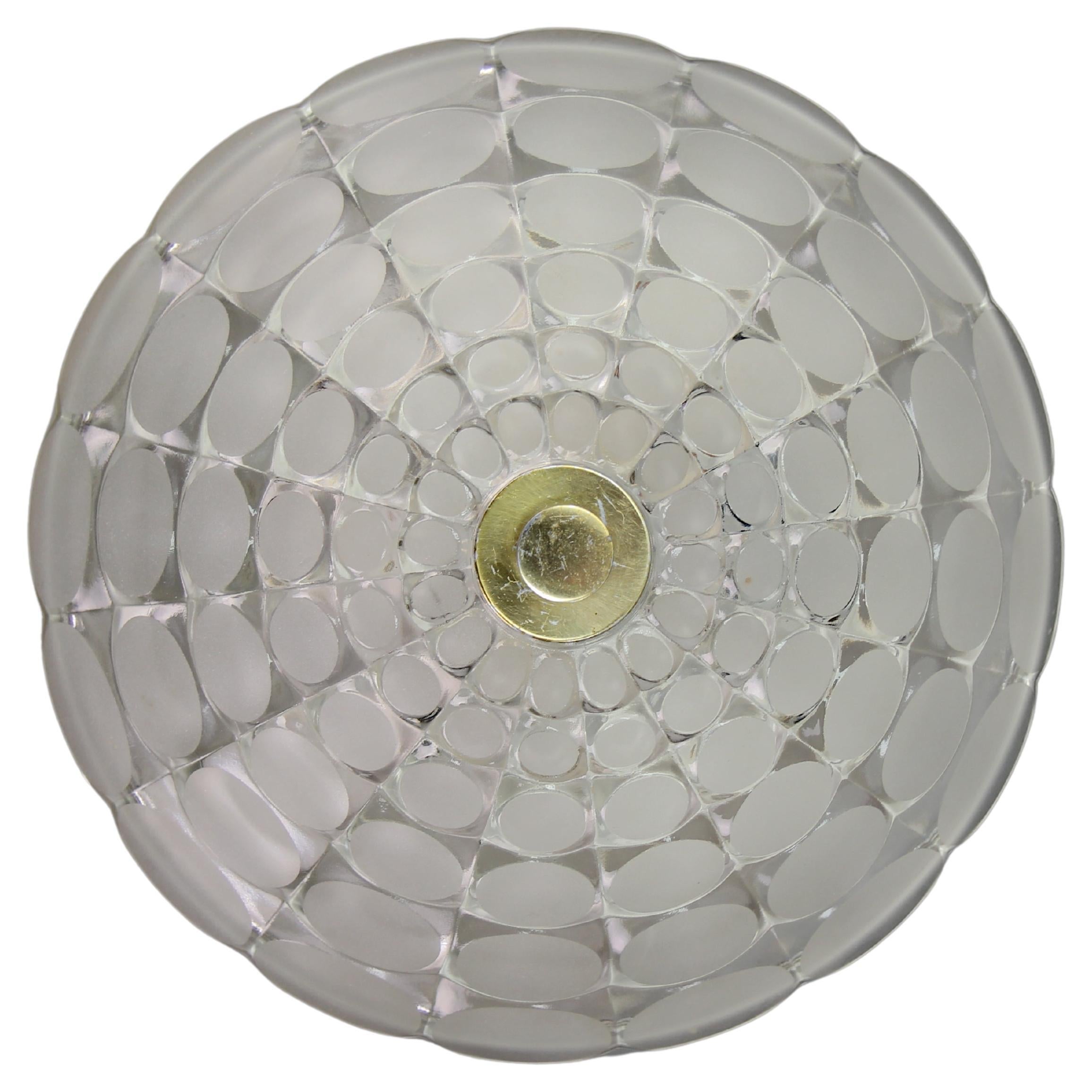 Lampe murale ou encastrée ronde en verre clair et dépoli du milieu du siècle A Space en vente