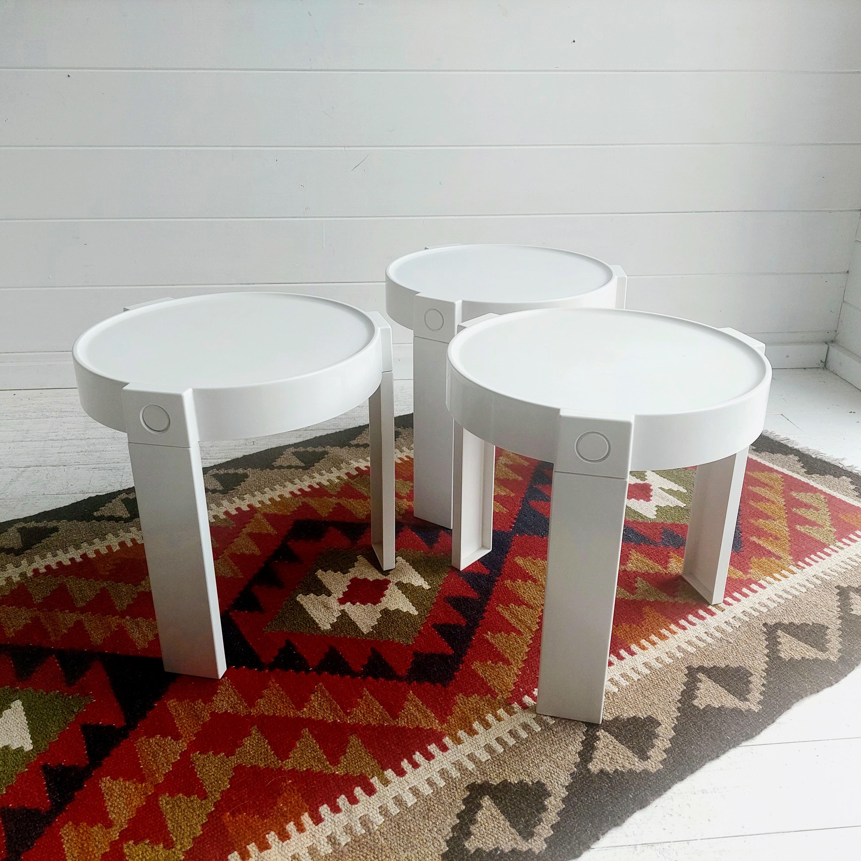 Mid Century Space Age Dutch stacking nest of tables side tables, 70s 7