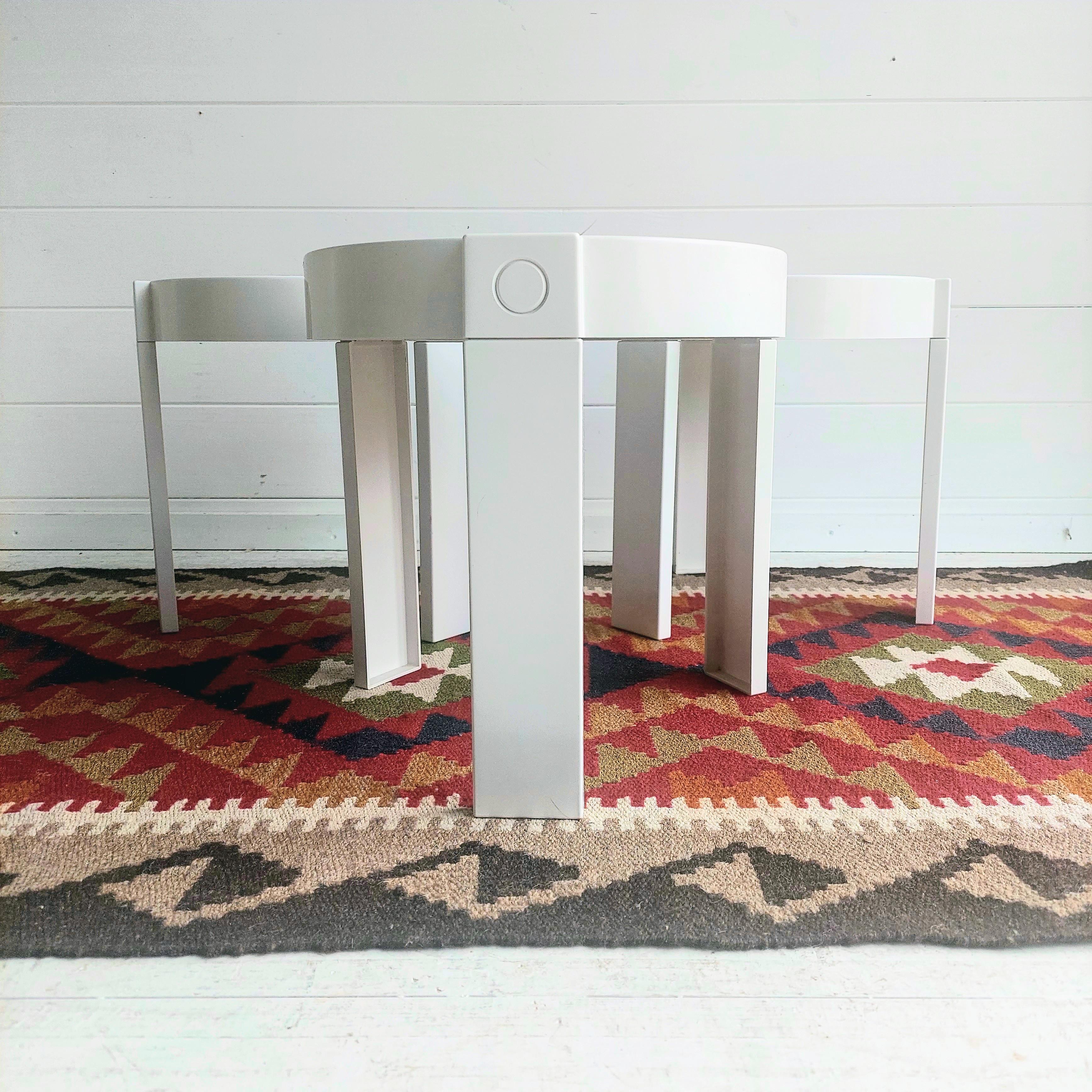 Mid Century Space Age Dutch stacking nest of tables side tables, 70s 9