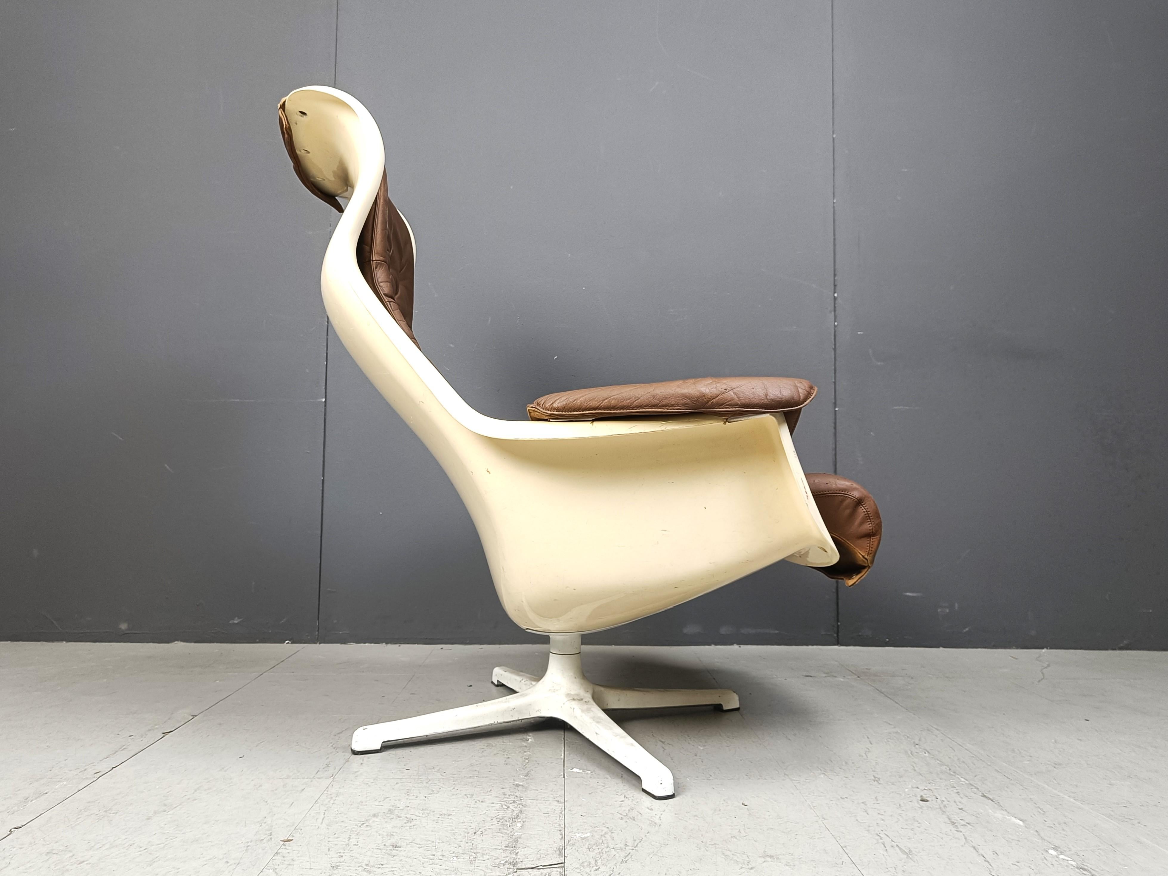 Leather Mid-Century Space Age Galaxy Armchair by Alf Svensson for Dux, 1968 For Sale