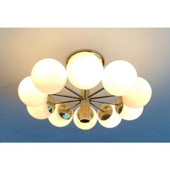 Mid-Century Space Age German Brass Ceiling Lamp from Kaiser Leuchten, 1960s