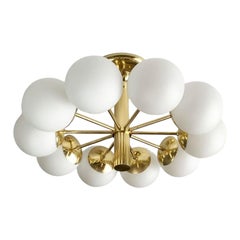 Mid-Century Space Age German Brass Ceiling Lamp from Kaiser Leuchten, 1960s