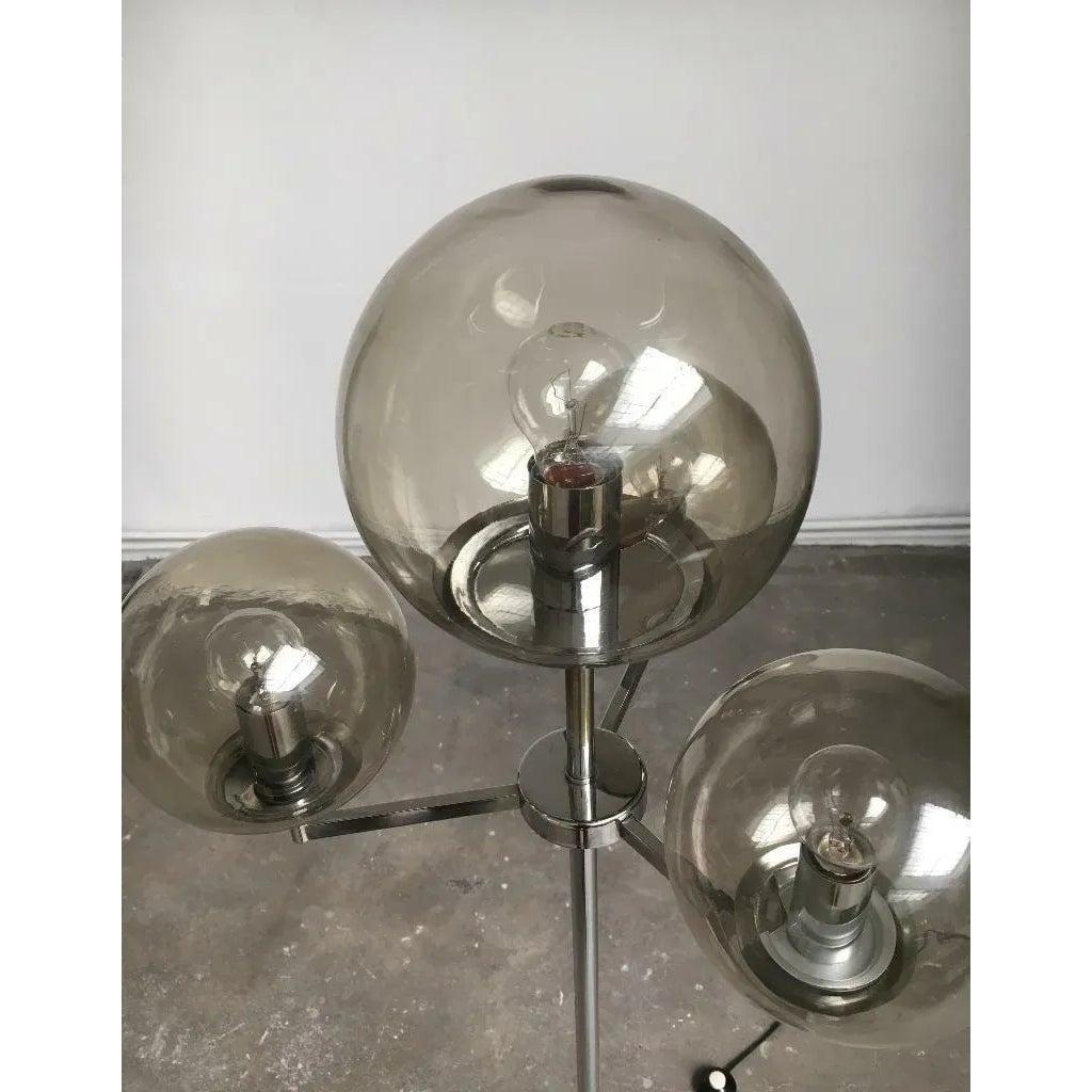 Lampada da terra tedesca Space AGE di metà secolo in cromo e vetro di Hustadt Leuchten in vendita 3