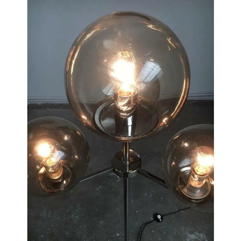 Lampada da terra tedesca Space AGE di metà secolo in cromo e vetro di Hustadt Leuchten in vendita 4