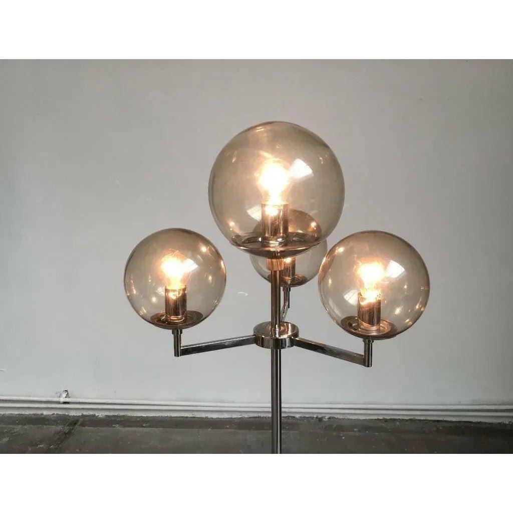 Lampada da terra tedesca Space AGE di metà secolo in cromo e vetro di Hustadt Leuchten In condizioni ottime in vendita a Hamburg, DE