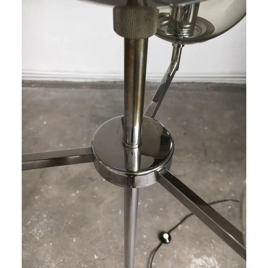 Lampada da terra tedesca Space AGE di metà secolo in cromo e vetro di Hustadt Leuchten in vendita 1