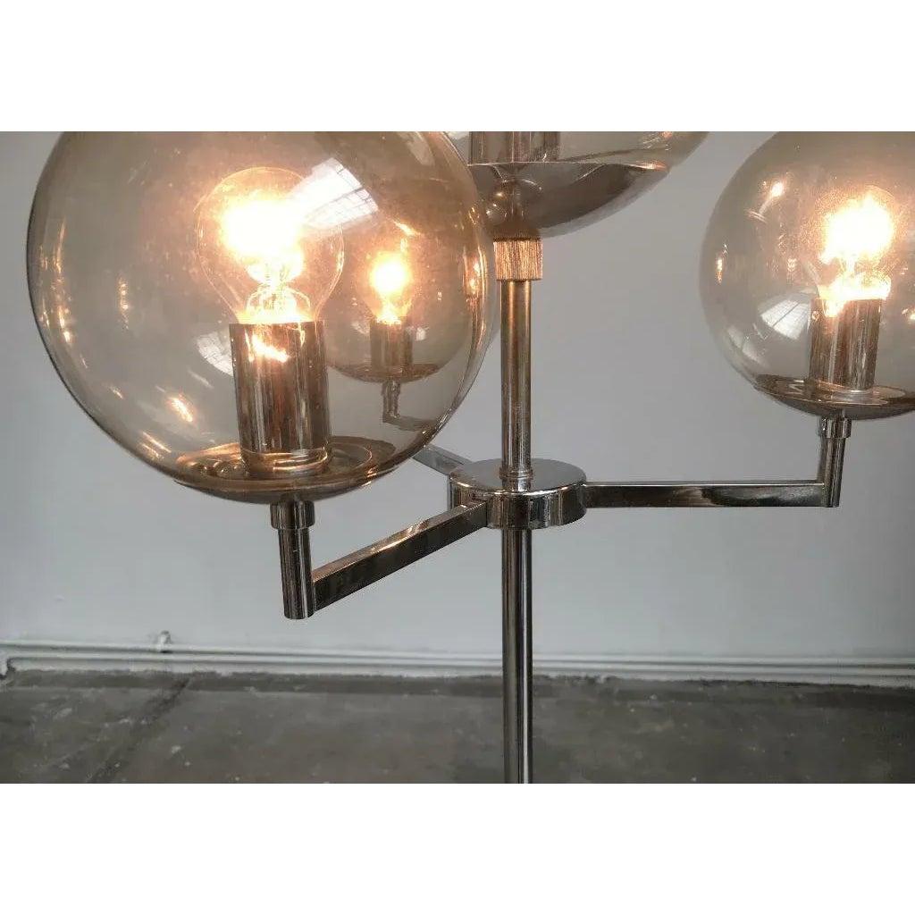 Lampada da terra tedesca Space AGE di metà secolo in cromo e vetro di Hustadt Leuchten in vendita 2