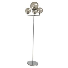 Lampadaire allemand du milieu du siècle dernier en chrome et verre de Hustadt Leuchten