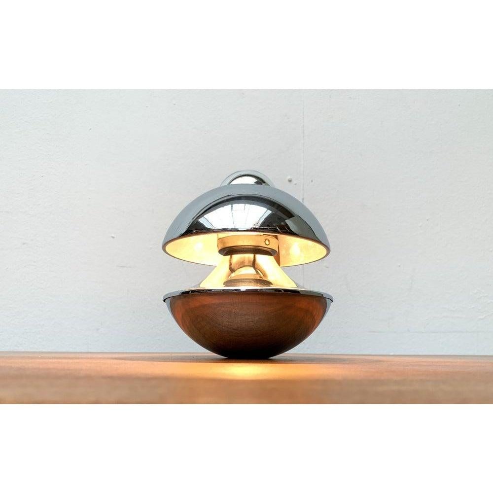 Metal Mid-Century Space Age German Chrome Mushroom Table or Wall Lamp, 1970s For Sale