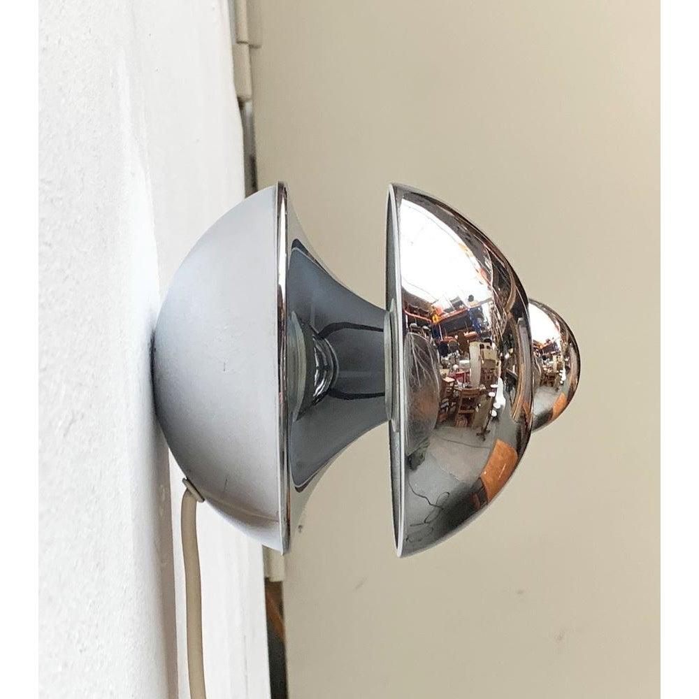Mid-Century Space Age German Chrome Mushroom Table or Wall Lamp, 1970s For Sale 2