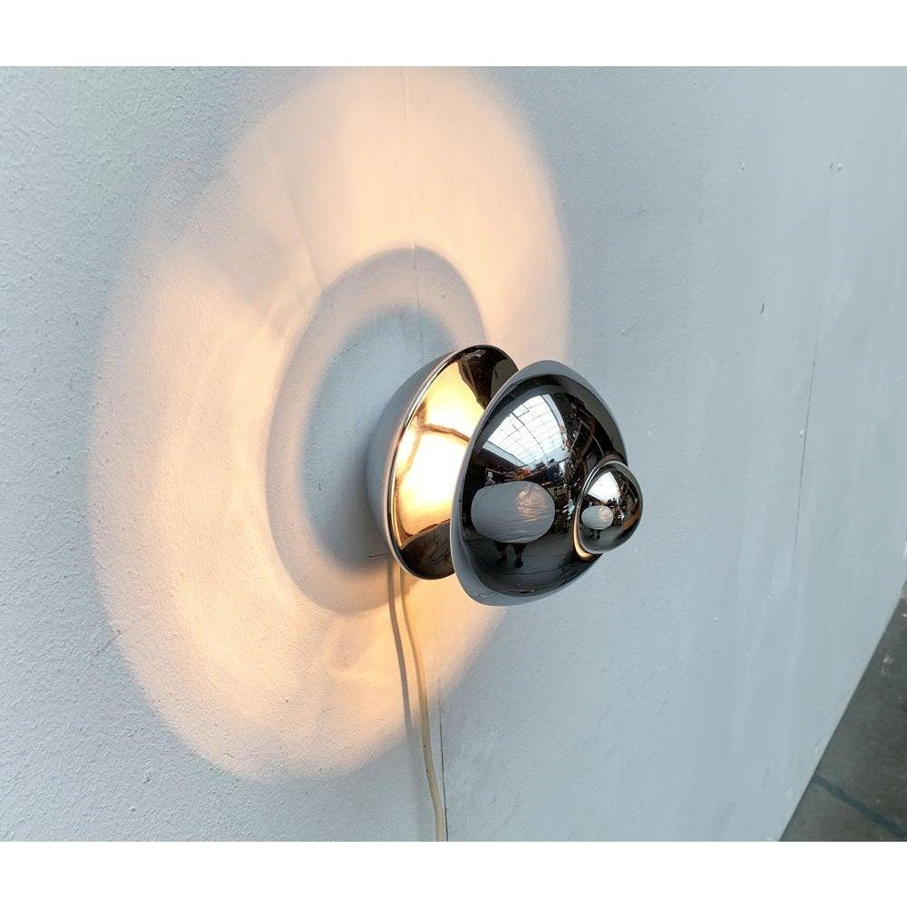 Mid-Century Space Age German Chrome Mushroom Table or Wall Lamp, 1970s For Sale 3