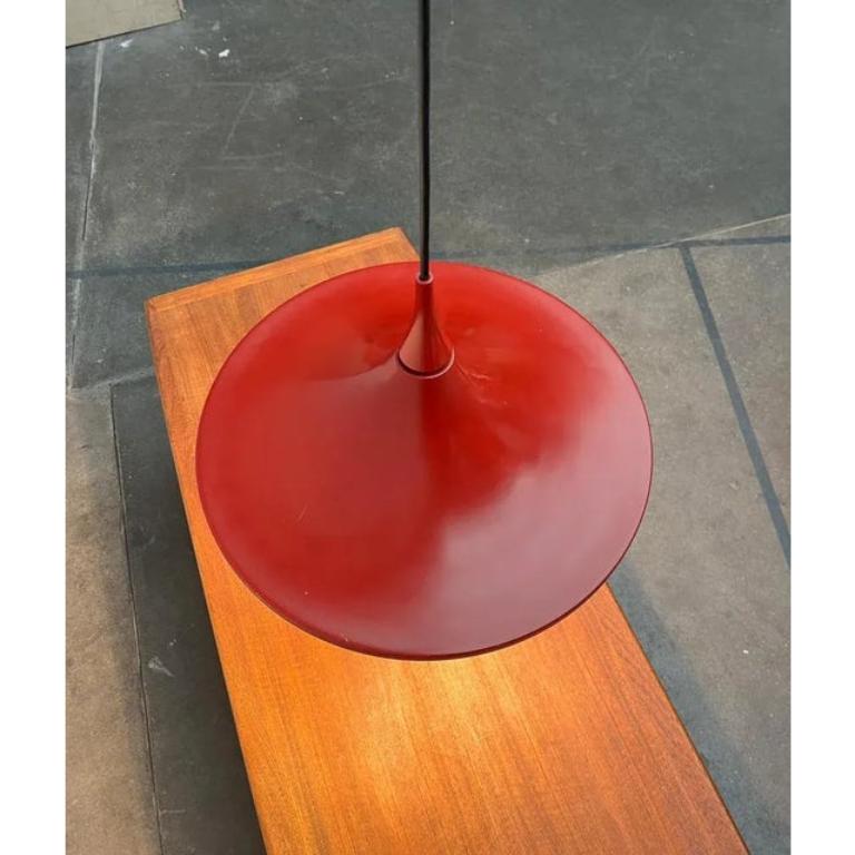 Mid-Century moderno Lampada a sospensione tedesca a tulipano rosso di Rolf Krüger, 1960 in vendita
