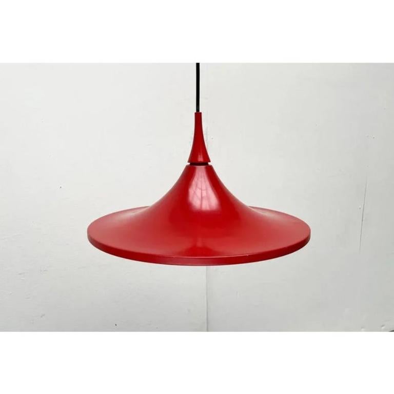 Lampada a sospensione tedesca a tulipano rosso di Rolf Krüger, 1960 In condizioni ottime in vendita a Hamburg, DE
