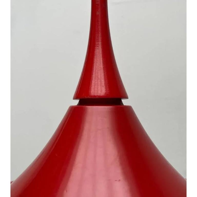 Metallo Lampada a sospensione tedesca a tulipano rosso di Rolf Krüger, 1960 in vendita