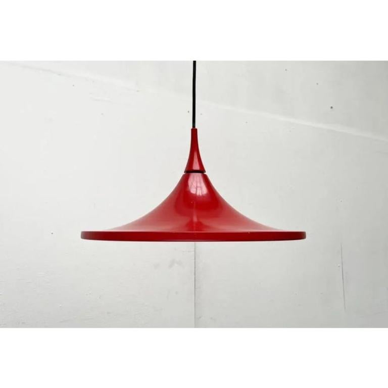 Lampada a sospensione tedesca a tulipano rosso di Rolf Krüger, 1960 in vendita 1